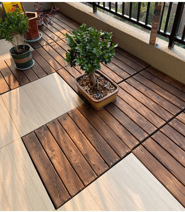 防晒防水地台花园露台室外阳台地板碳化木板户外庭院子防腐木平台j