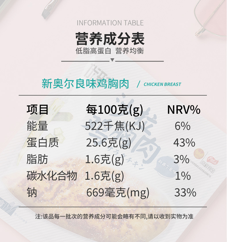 优形沙拉鸡胸肉即食健身代餐优形鸡肉鸡脯肉奥尔良烟熏 佑康泰 6袋