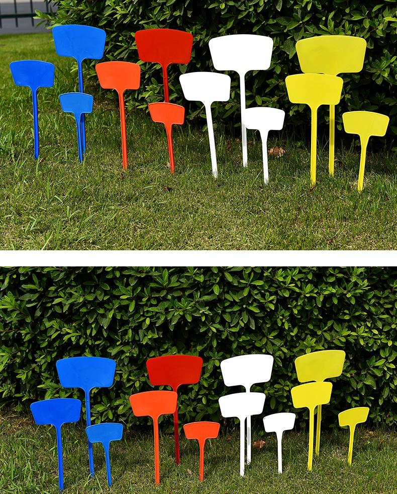 园艺塑料插地牌t型大号插地牌加厚面试验材料扇面标签标记牌45厘米长