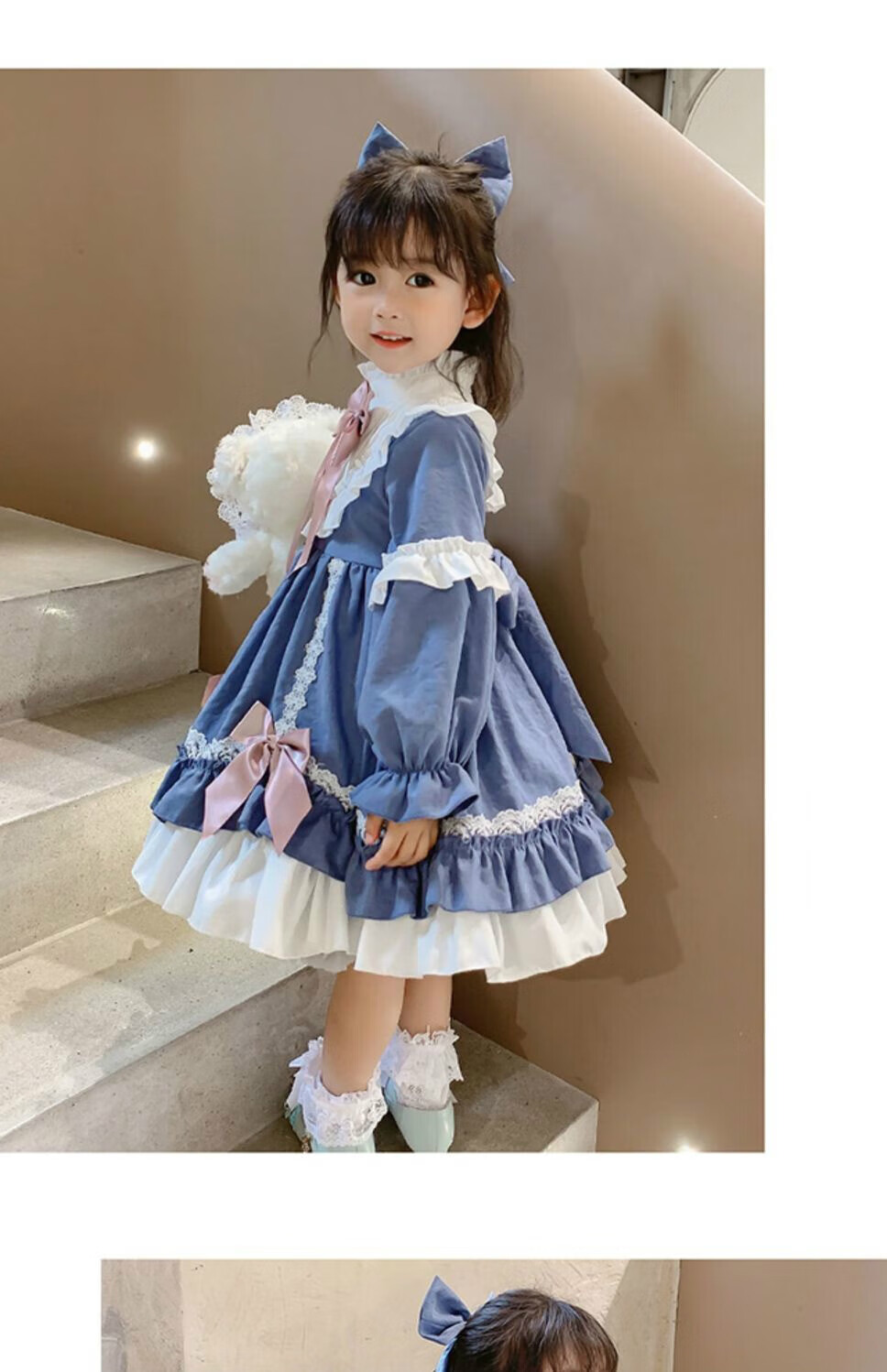 皮尔卡丹【轻奢品牌】儿童洛丽塔公主裙2022冬季新款中大童1-12岁洋气