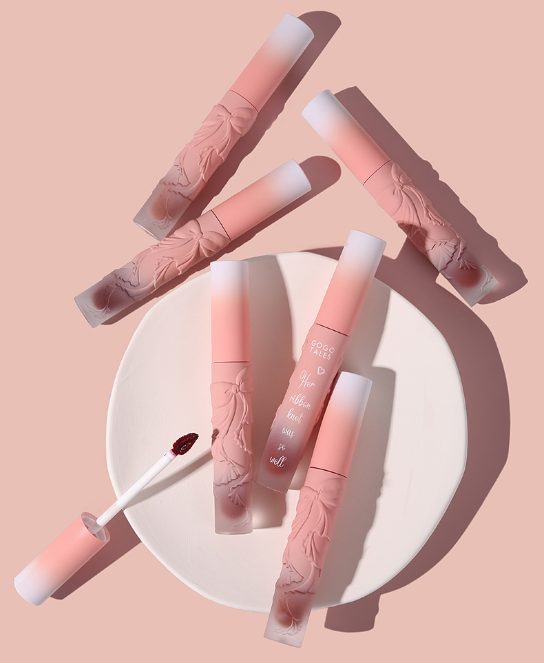 gogotales戈戈舞浮雕蝴蝶结唇泥丝绒雾面哑光唇釉学生