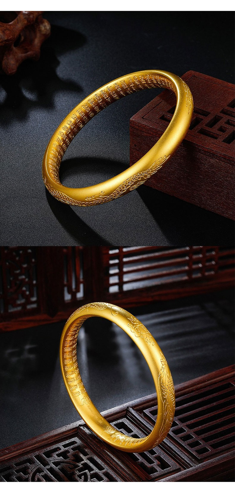 卡姿亚 黄金手镯古法 9999黄金手镯龙凤镯传承纯金手环半实心闭口素圈