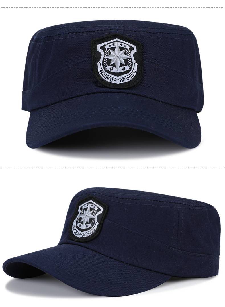 作训帽作训帽男保安帽子夏季黑色帽平顶战术作战执勤特训鸭舌帽网帽款