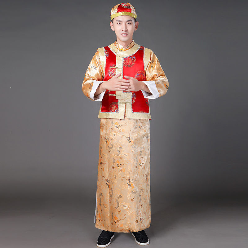 古装男阿哥服装官服太子贝勒爷地主王爷演出服戏剧影视表演服金色均码