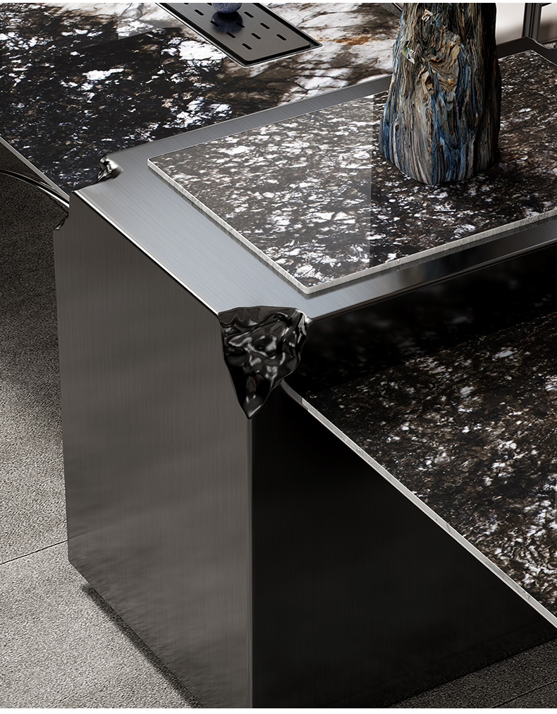 诺韵岩板茶台别墅轻奢感大茶桌椅组合家用现代极简风创意功夫茶桌茶桌