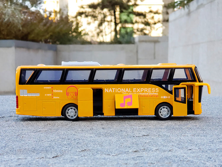 公交车长途商务大巴合金双层巴士汽车模型仿真旅游车儿童玩具车开门