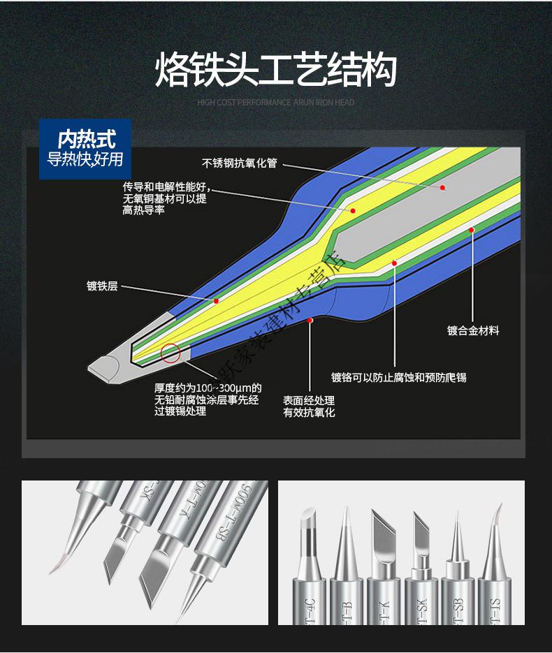 精选好货定制936烙铁头内热式907刀头60w恒温电洛铁头焊头尖头电烙铁