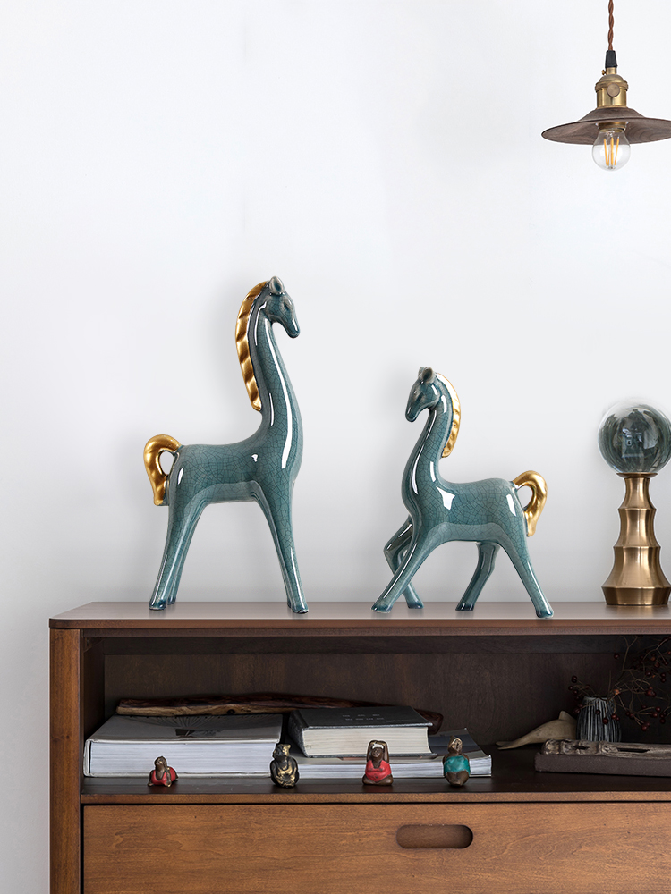 大角鹿陶瓷陶瓷工艺品北欧鹿摆件家居客厅简约创意酒柜摆设装饰轻奢