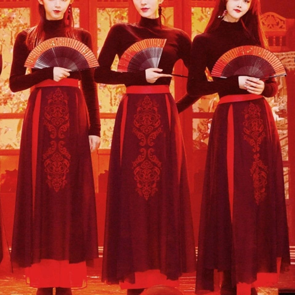 青春有你2芒种同款中国风演出服女团现代舞爵士古典舞韩服 黑色上衣