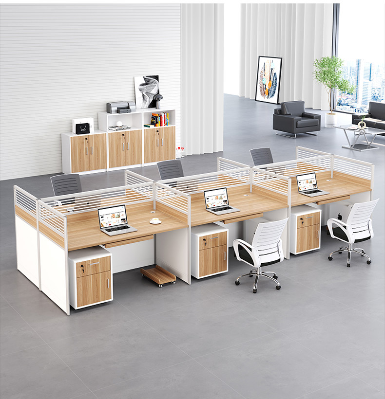 办公桌简约现代职员桌椅组合员工4人工位隔断屏风财务6人卡座桌子 e型