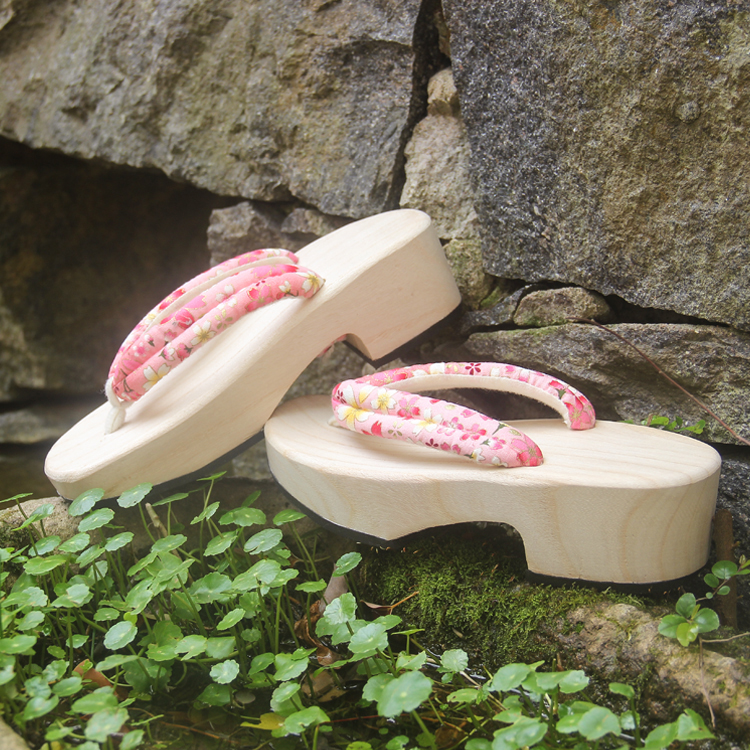 森邦名槐日本木屐拖鞋女夏外穿日本木屐简约女士人字拖高跟原木超轻不