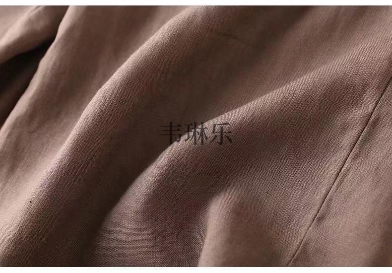 亚麻休闲裤女宽松短裤夏季中裤休闲薄款麻五分裤运动麻料子咖啡色m