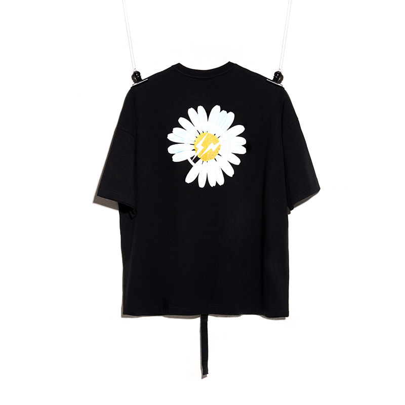 gd权志龙同款peaceminusone双闪电联名小雏菊印花宽松男女t恤潮牌