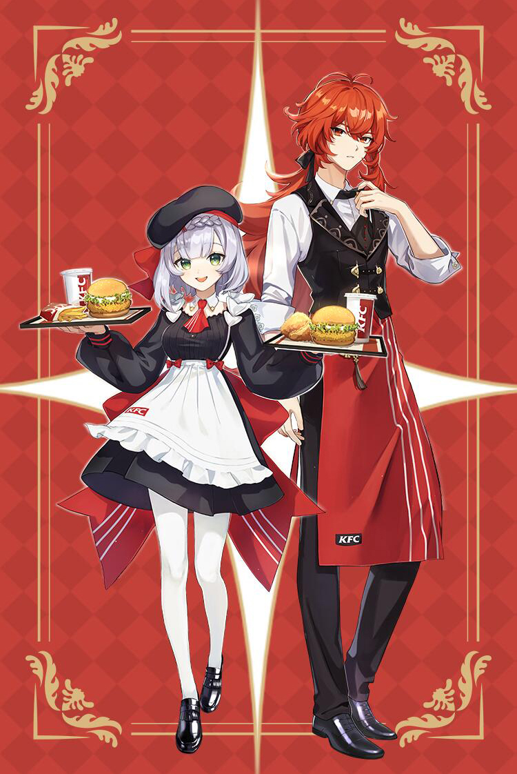 cos服 原神诺艾尔cos服 kfc肯德基联动异世寻味女仆装cosplay动漫服装