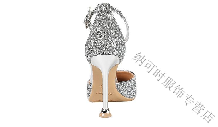 rushsoul大码cd性感夜店反串情趣一字扣高跟鞋细跟凉鞋女尖头浅口韩版