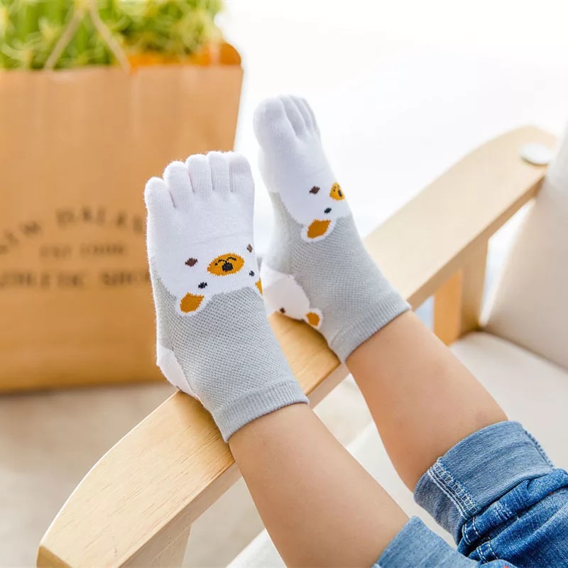 溪流淙2021儿童五指袜男女童312岁可爱卡通韩版棉中筒分趾袜子宝宝