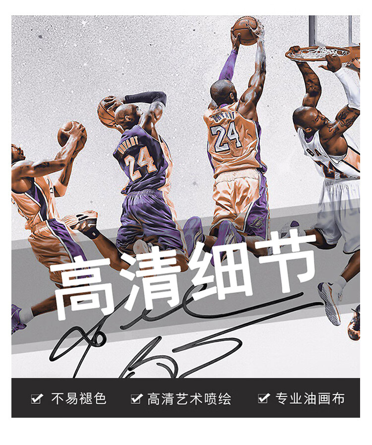 科比挂画组合nba挂画蜕变客厅装饰画沙发背景墙球衣詹姆斯球星海报