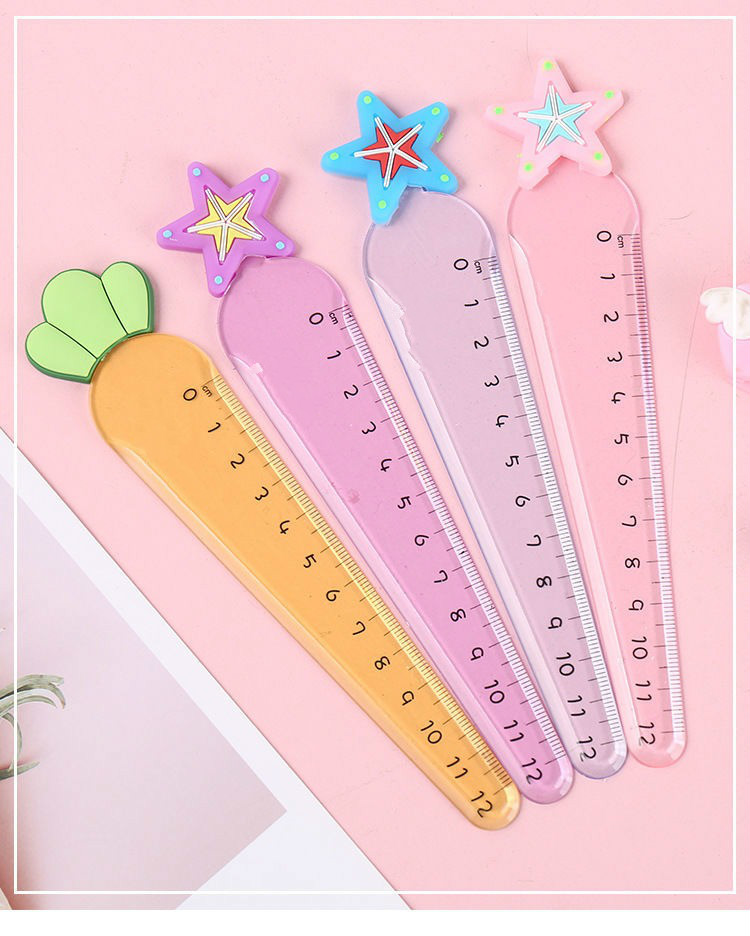卡通直尺小学生用可爱卡通尺子12cm尺格尺儿童多功能塑料绘图测量h