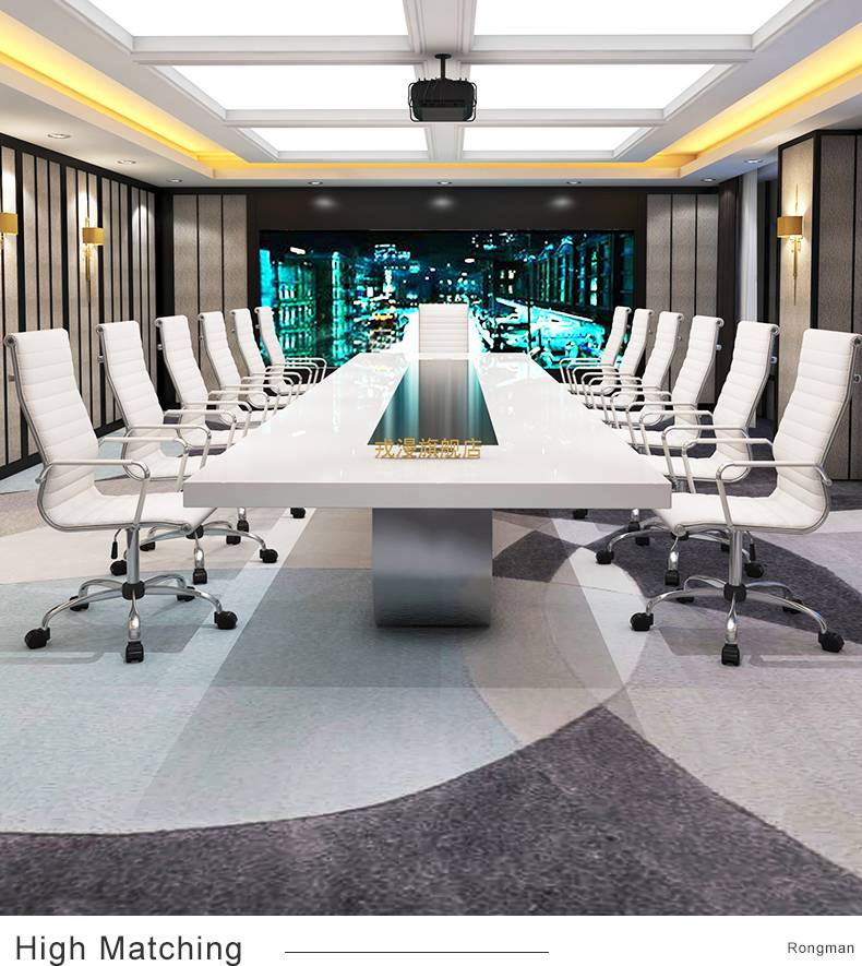百利办公家具烤漆会议桌长桌简约现代家具白色中大型洽谈桌会议室办公