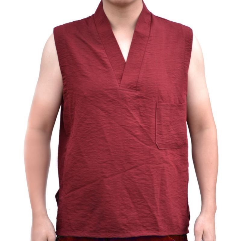 喇嘛僧服乱麻背心坎肩v领藏传佛教僧衣夏季西藏藏服披肩和尚服c56喇嘛