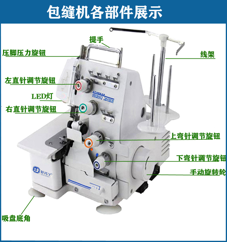 家用三线锁边机 针巧丫四线锁边包缝机缝纫家用电动台式三线锁边木耳