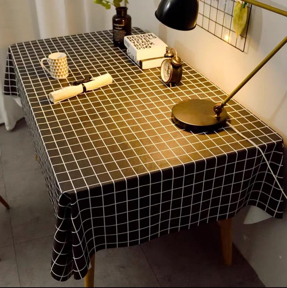 桌布黑白方格北欧ins网红长方形餐桌布茶几学生书桌摆拍背景布tk02140