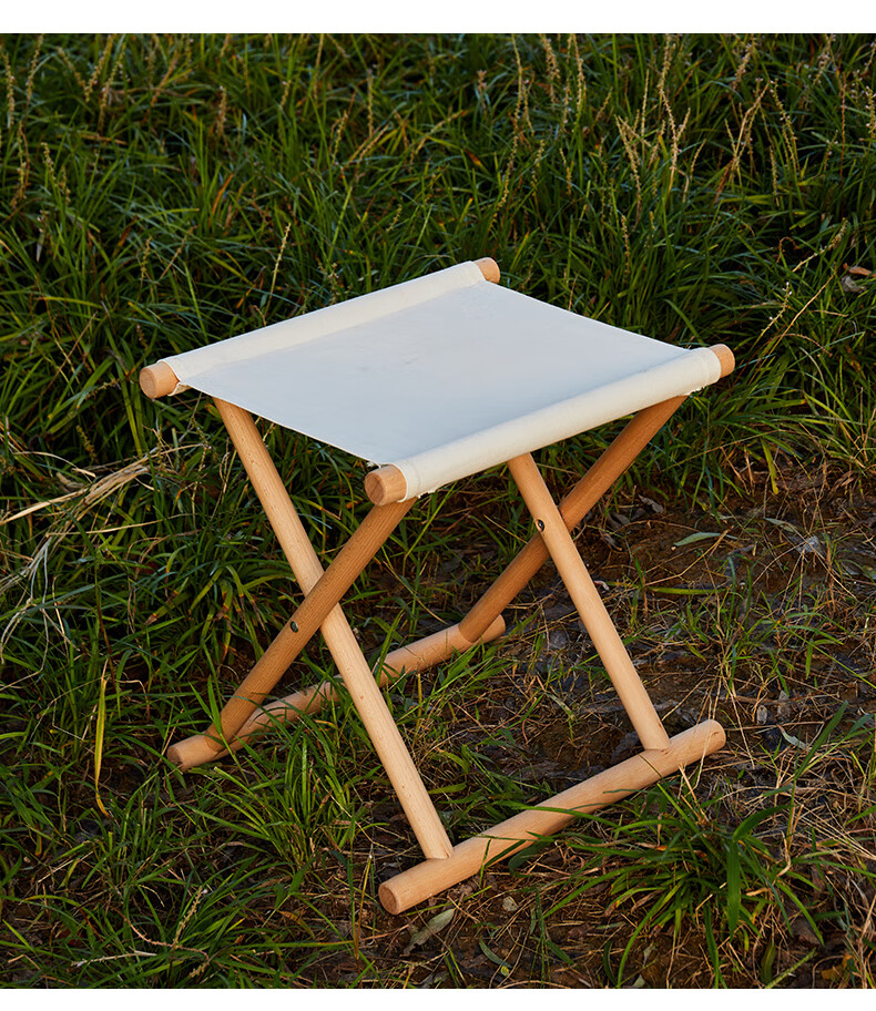 实木结实钓鱼椅家用木头小马扎软座板凳 榉木可折叠靠背椅-灰色【图片