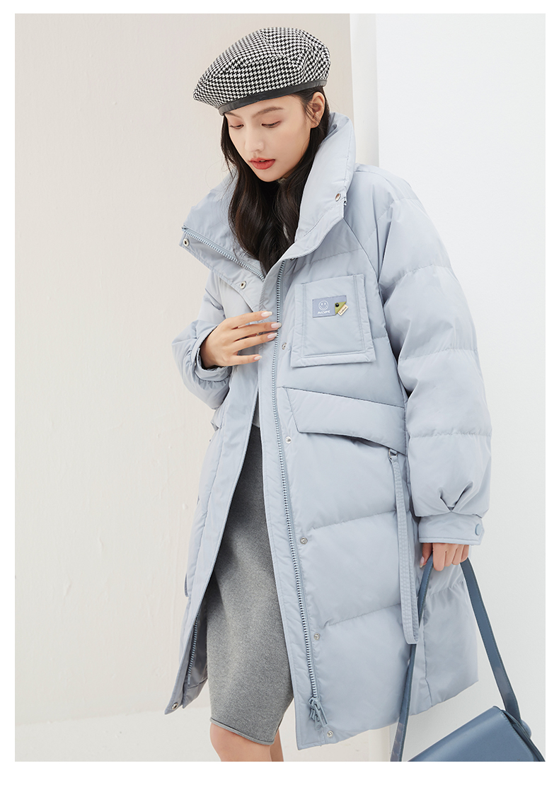 雅鹿官方店2022年新款羽绒服女中长款立领显瘦时尚休闲加厚外套hs