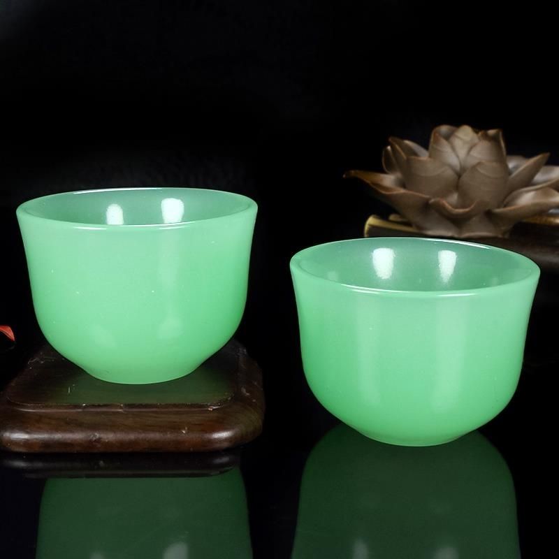 天然阿富汗玉石茶杯酒杯功夫茶具养生高端玉石单个主人杯套装玉器美