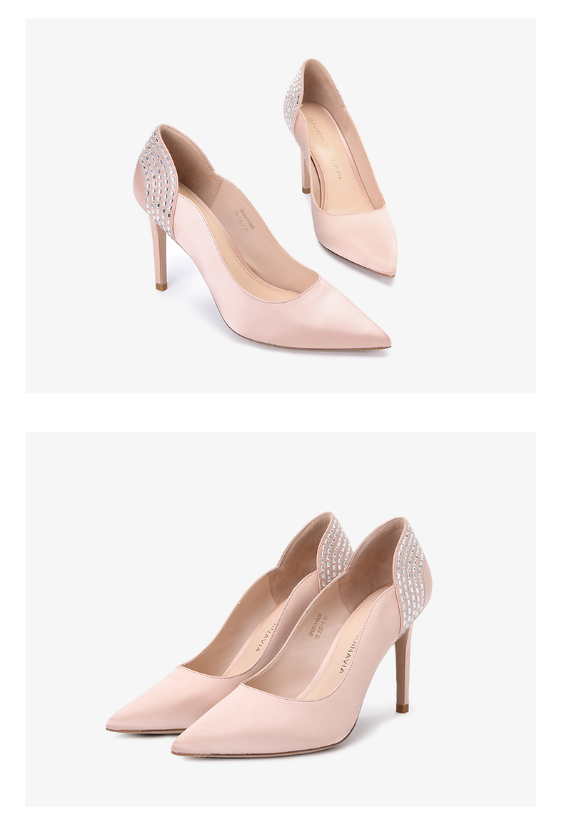 迪芙斯dfuse女鞋闪耀水钻尖头高跟鞋婚鞋40白色34