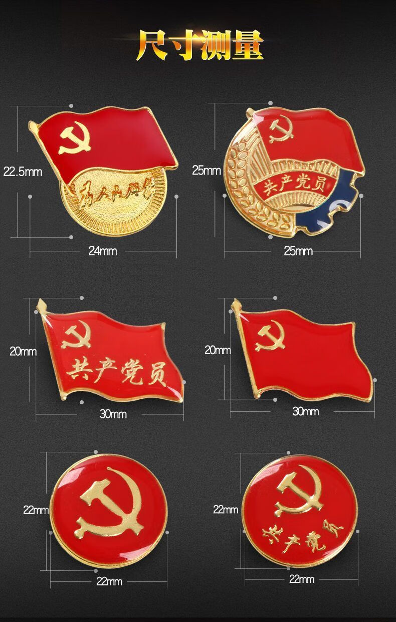 元弗党徽标准型2022年新版胸章胸针别针蝴蝶扣磁铁吸铁石强磁徽章党员