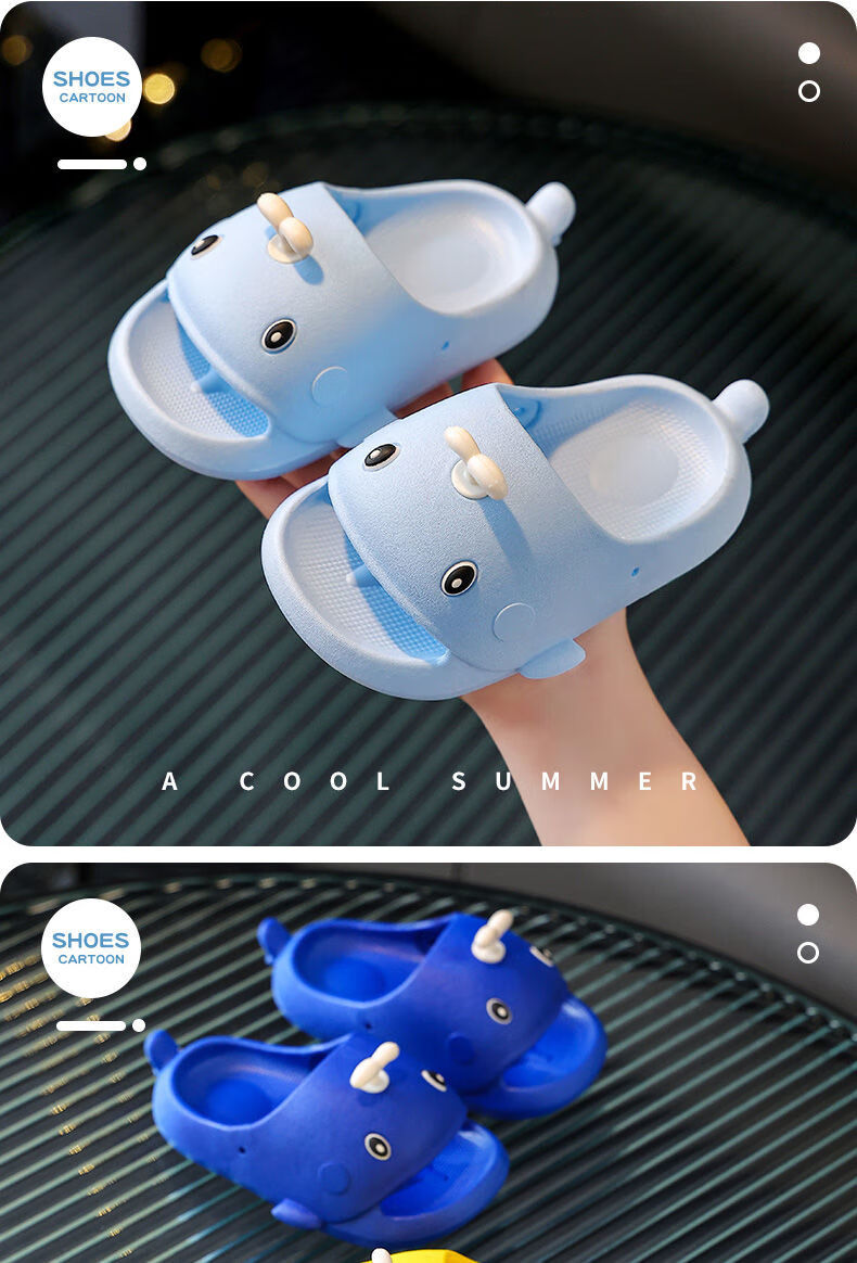 鲸鱼防滑室内居家用女童宝宝小孩外穿凉拖鞋米白色999鲸鱼160内长16cm