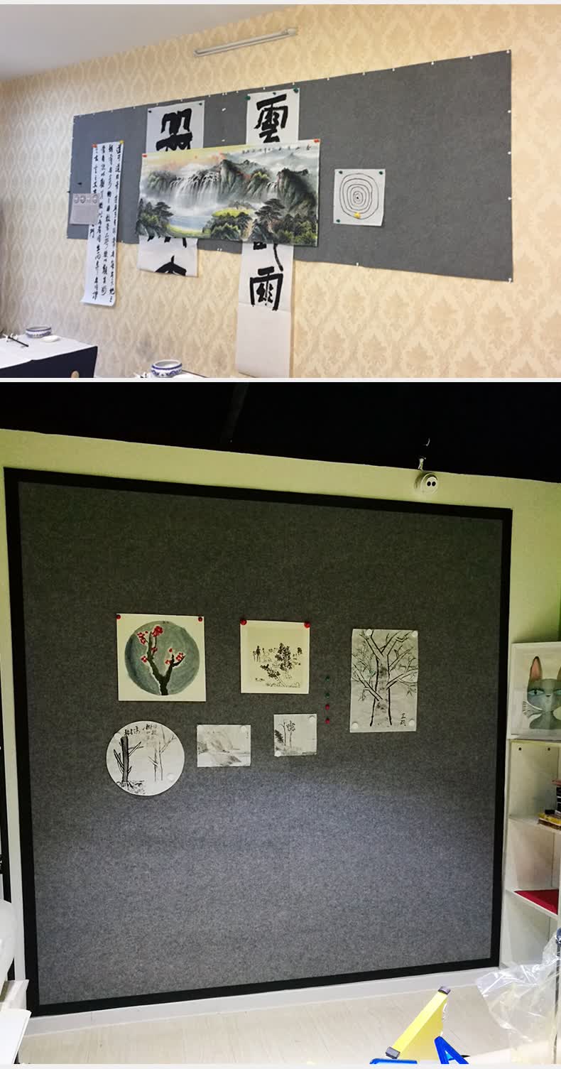 酷力郎磁性书画墙贴毛毡铁胶软铁布一体化易安装书法展示墙画毡国画墙