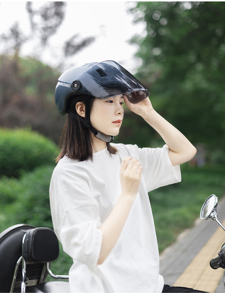 小牛电动车头盔 夏盔电瓶摩托车男女夏季防晒轻便式四季通用半盔灰盗