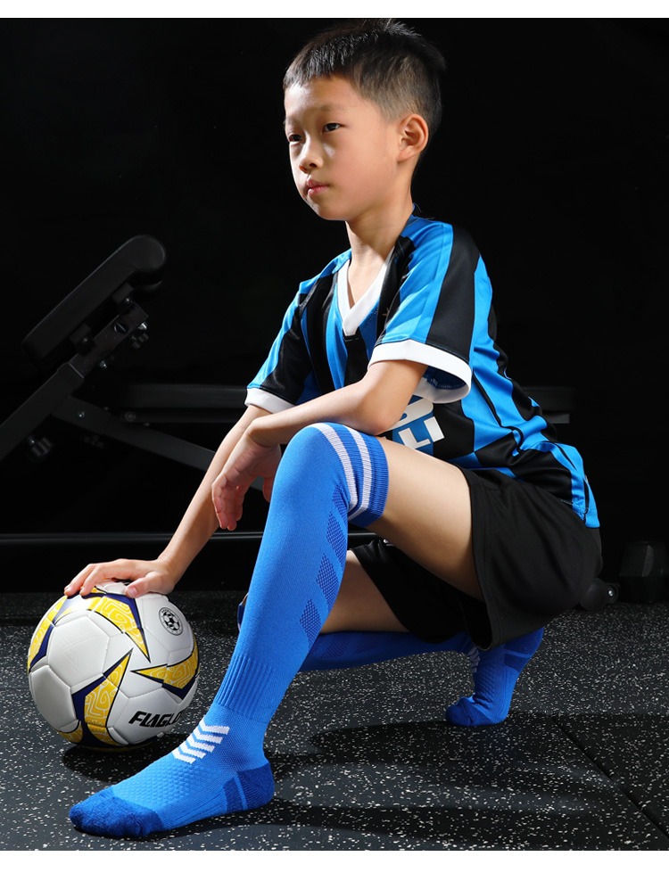 心菲痒 高品质儿童长筒足球袜男童女夏季薄款过膝毛巾底中筒球袜 纯色