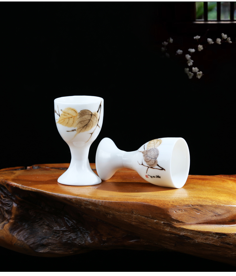 老式小酒盅 青瓷白酒杯10-15ml烈酒高脚杯白酒小酒杯陶瓷酒杯小酒盅传