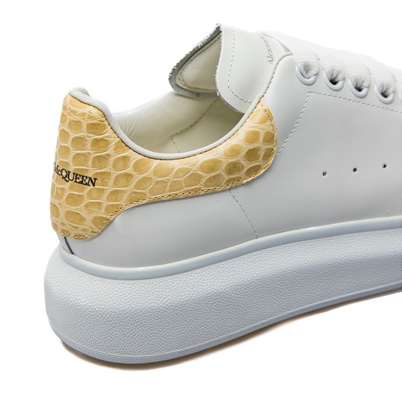 中检鉴定alexandermcqueen亚历山大麦昆女士牛皮系带休闲运动鞋小白鞋