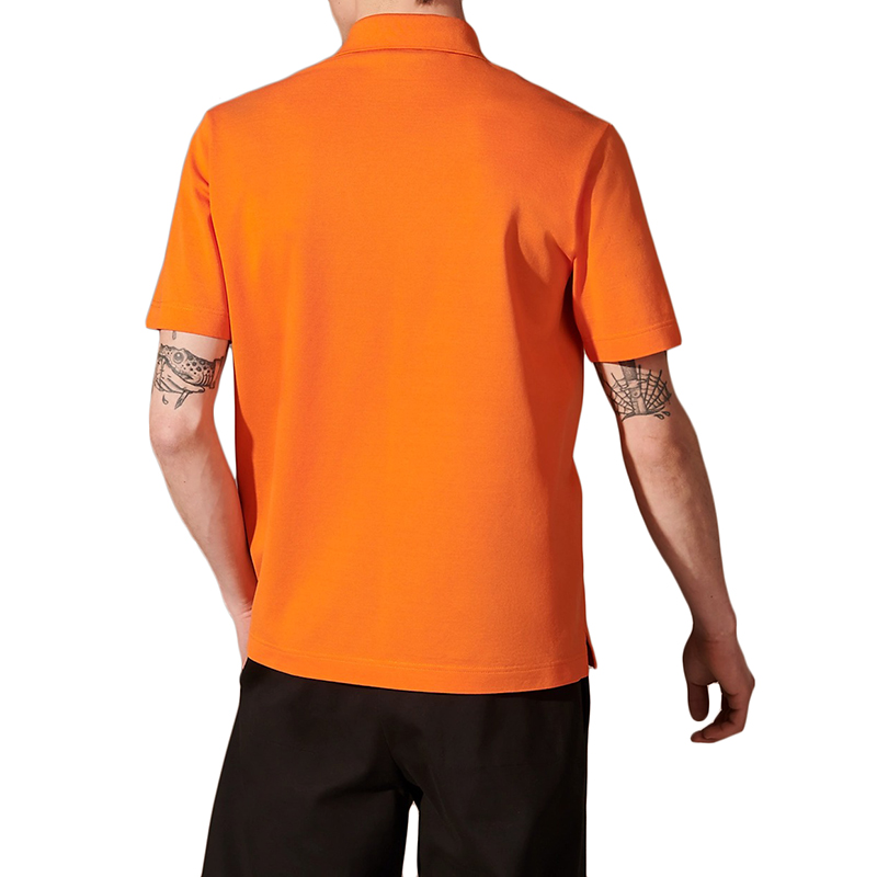 hermes/爱马仕 22年秋冬新款 男士橙色纯棉h字刺绣短袖polo衫h072325