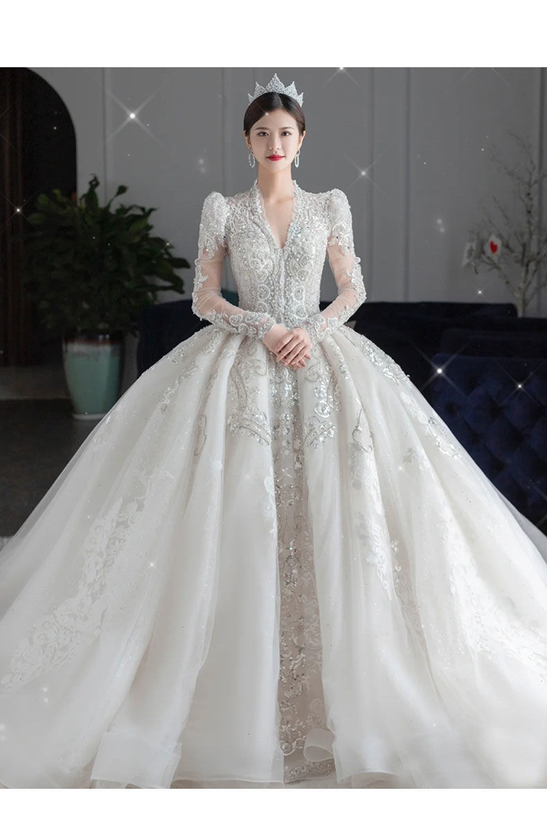 星空婚纱星空主婚纱礼服2022新款新娘结婚矮个子蓬蓬裙超仙复古重工