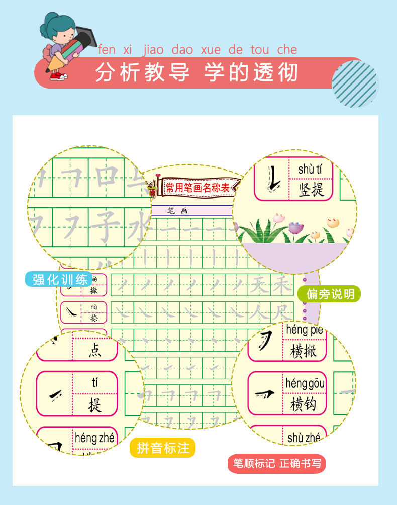 幼儿园写字本学前班启蒙初学者数字拼音字帖字母2笔杆20笔芯2握笔器
