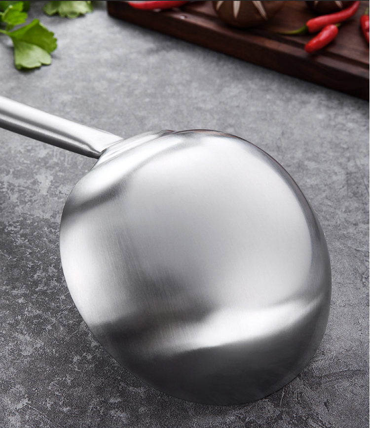 勺炒菜勺子家用长柄汤勺饭店商用马勺 10两木柄 304不锈钢炒勺【图片