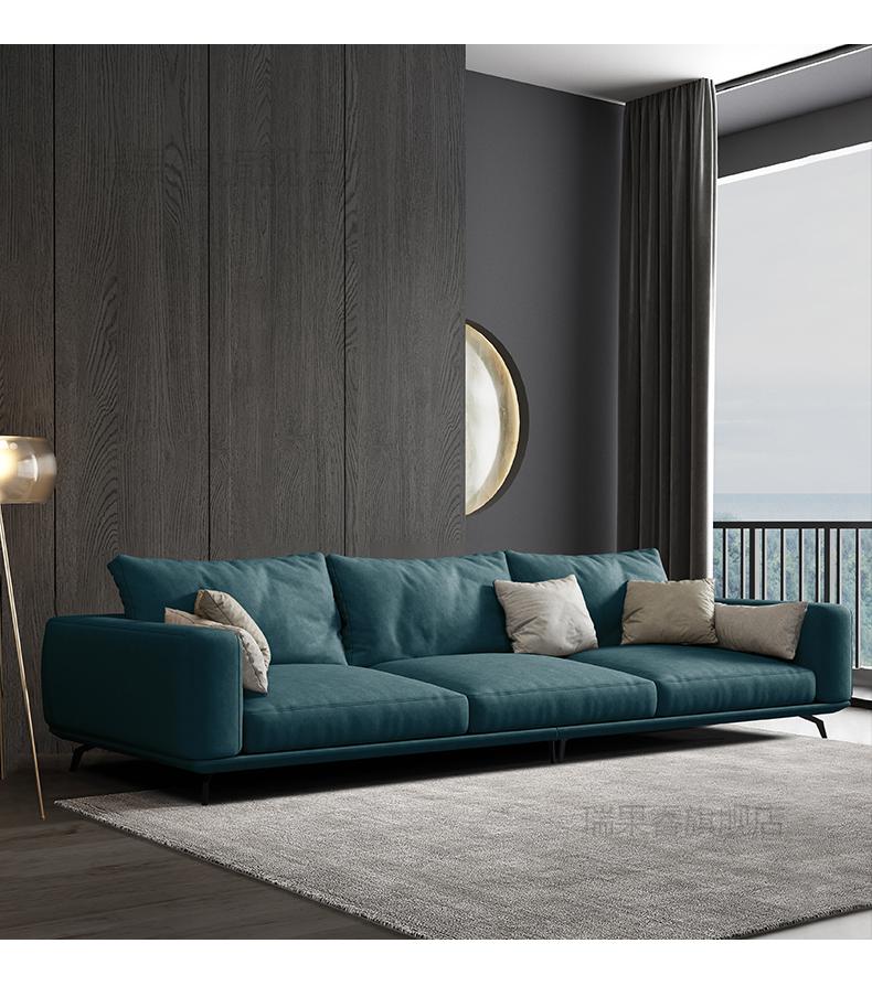 轻奢意式极简科技布沙发 北欧现代简约l型贵妃沙发组合客厅小户型 双