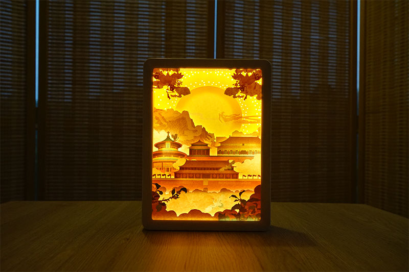 欧普照明品质3d立体光影纸雕灯古风中国风创意剪影纸艺手工小夜灯礼物
