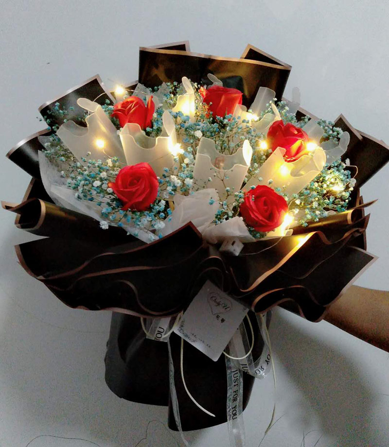 情人节送男友 网红创意男士花束满天星生日干花成品友闺蜜礼物 好姐妹