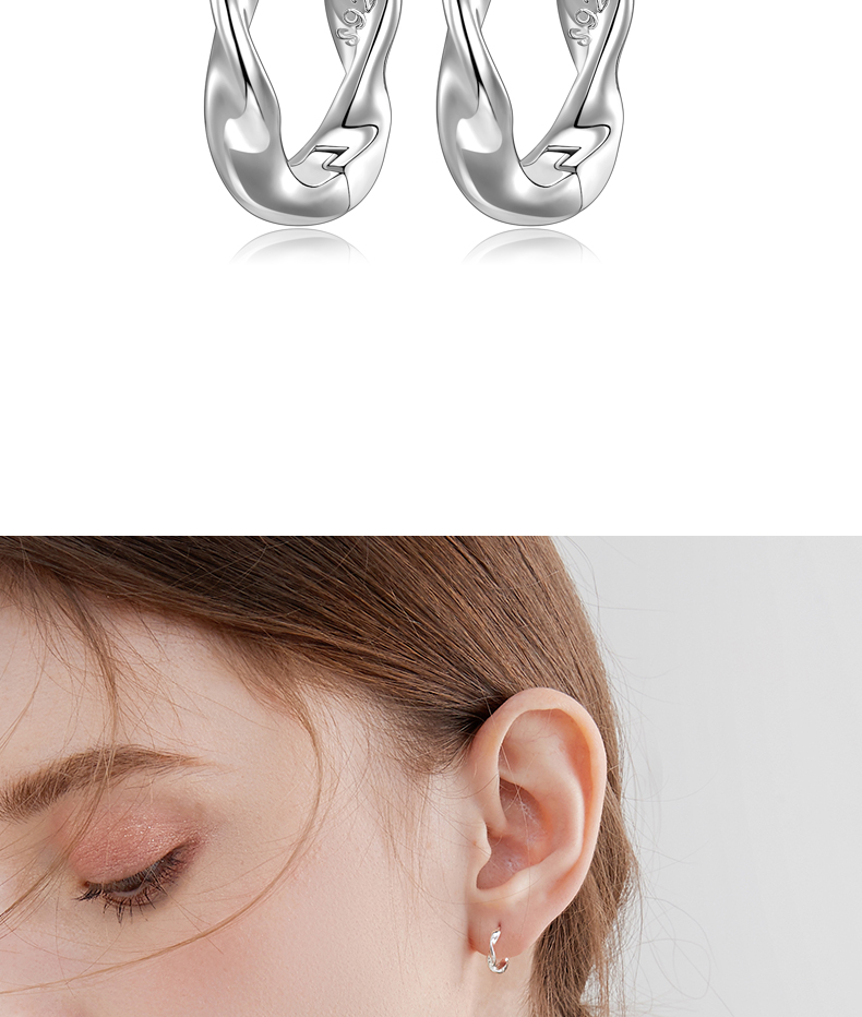 设计师系列925莫比乌斯环耳圈耳环女素圈2021年新款防过敏圈圈耳饰耳