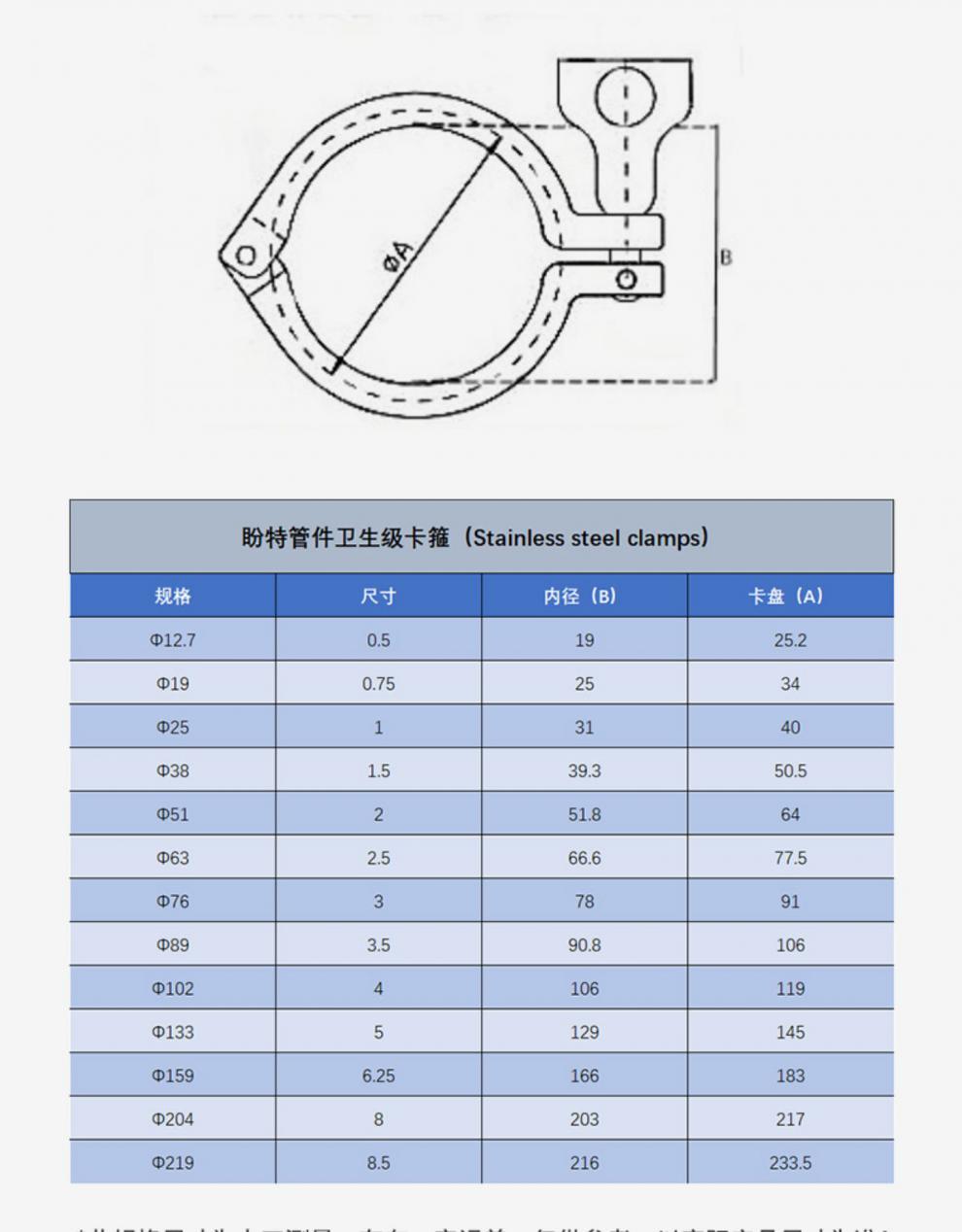 温妤304不锈钢快装卡箍不锈钢接头卡盘卡扣抱箍快接端头精铸管夹