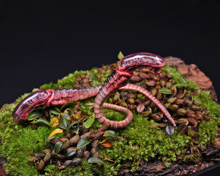 铁血战士大战异形抱脸虫生化怪物培养罐恐怖幼虫模型摆件异形幼虫铝盖