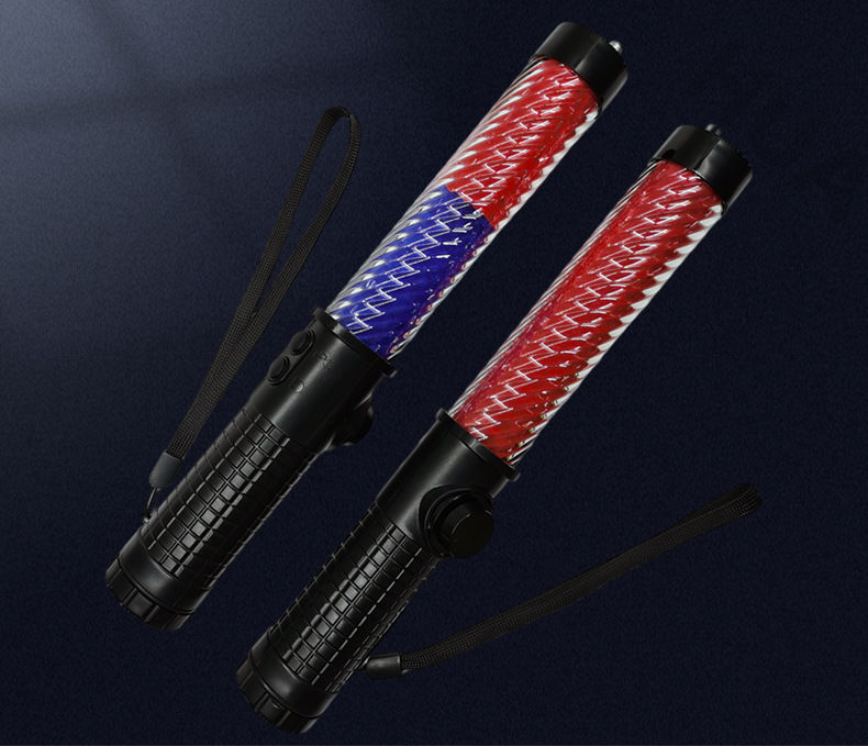 交通指挥棒30cm干电池红蓝荧光棒爆闪led口哨照明26mm充电式指挥棒