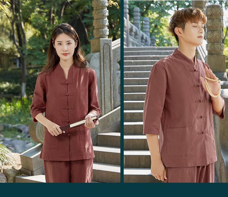 中医馆工作服中医理疗师服装中医养生馆推拿服套装男士茶道馆禅服中国