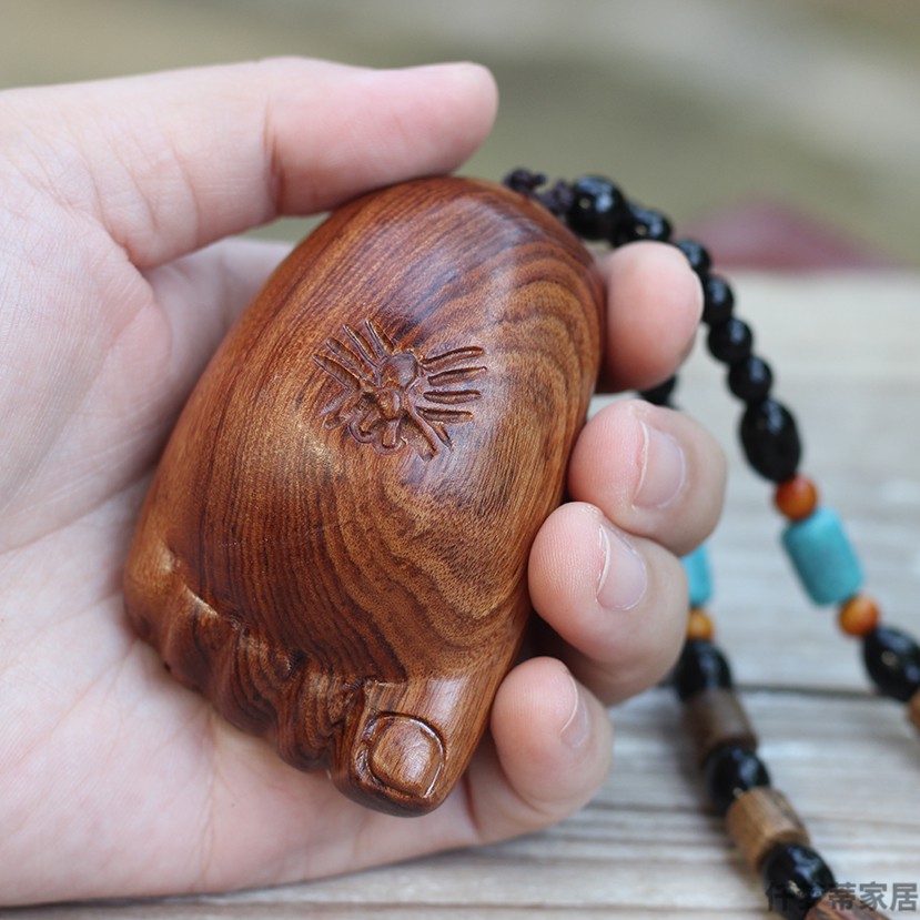 抖音同款花梨木雕手把件手链升级貔貅生肖随身挂件实木把玩件 布袋